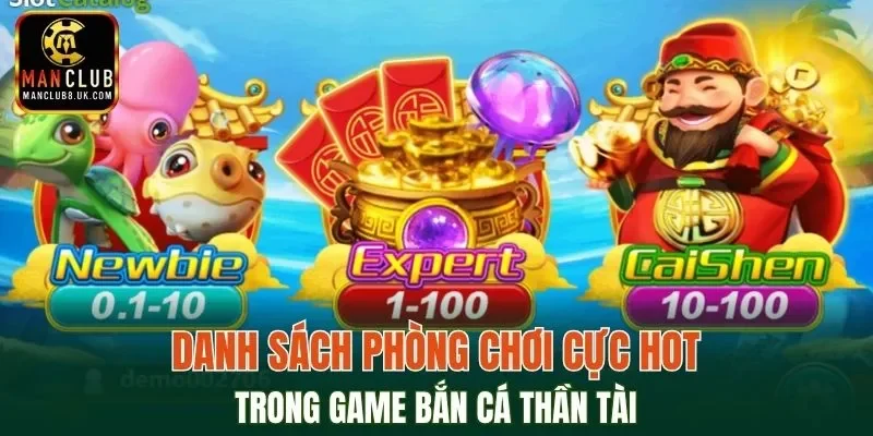 Các phòng chơi trong game bắn cá Thần Tài
